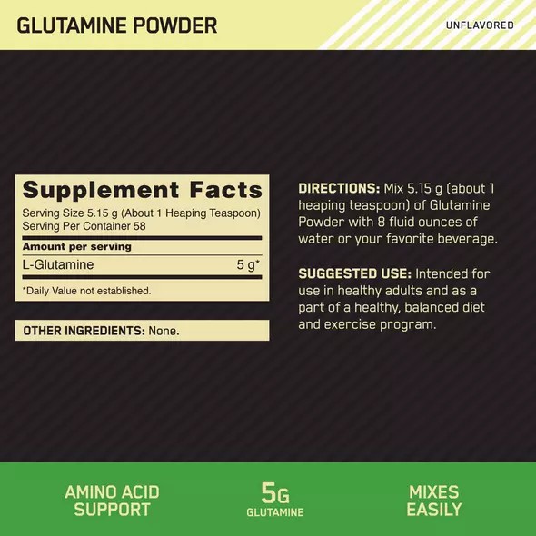 Optimum Nutrition Glutamine Powder 0.66 lb (58 Servings) Colombia | 5730QJWKR